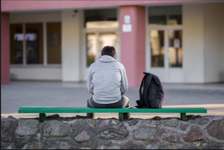 decorative, bench and backpack